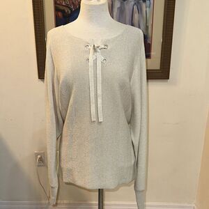 Tommy Bahama Champagne Shimmer Lace-Up Sweater Size XL